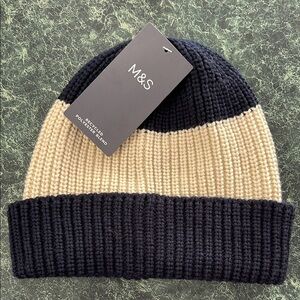 M&S Blue and Beige Knit Beanie New with tag from UK
